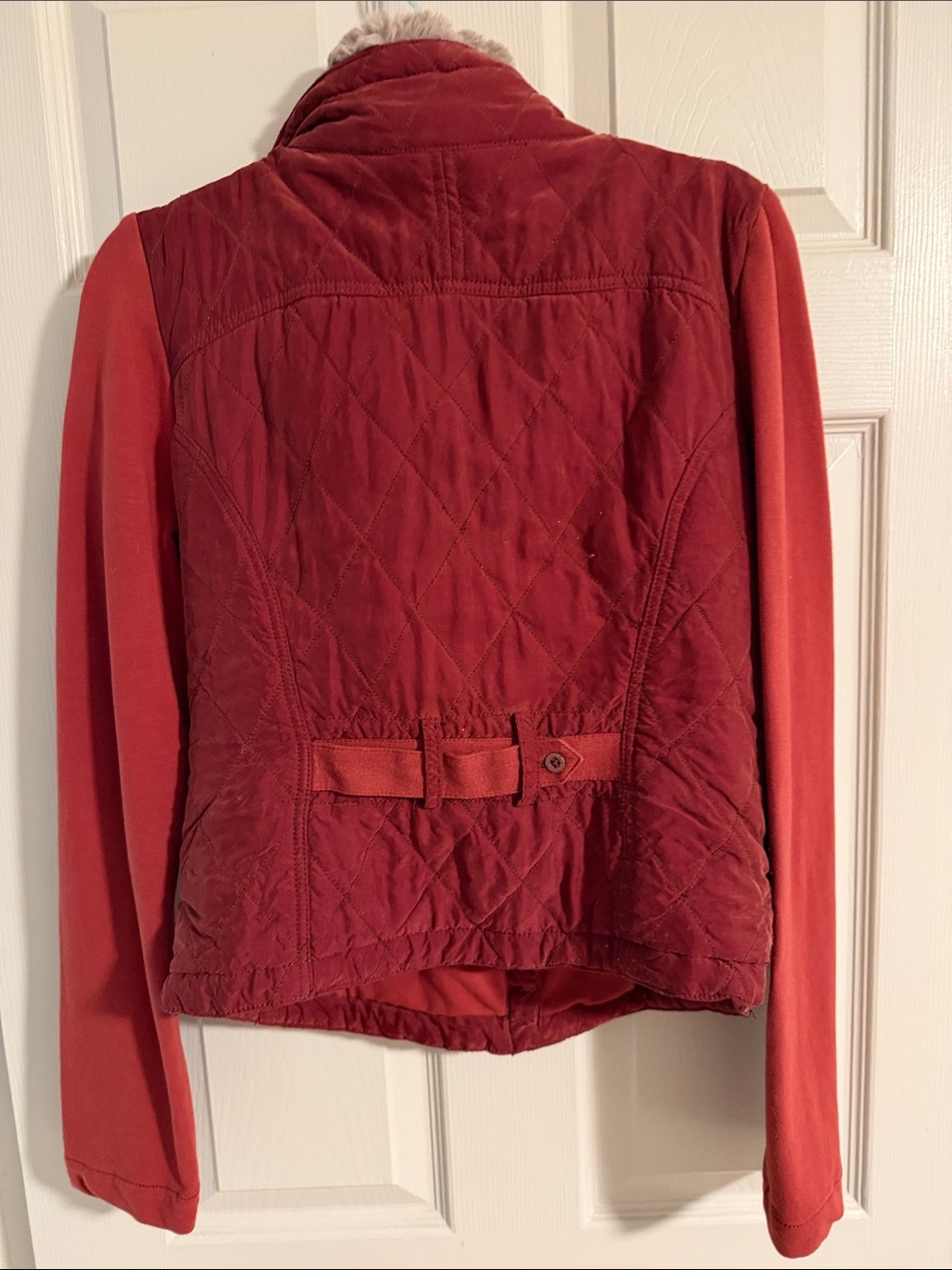 Marrakech Women's Red Quilted Teddy Jacket with Faux Fur Collar - Picture 4 of 5